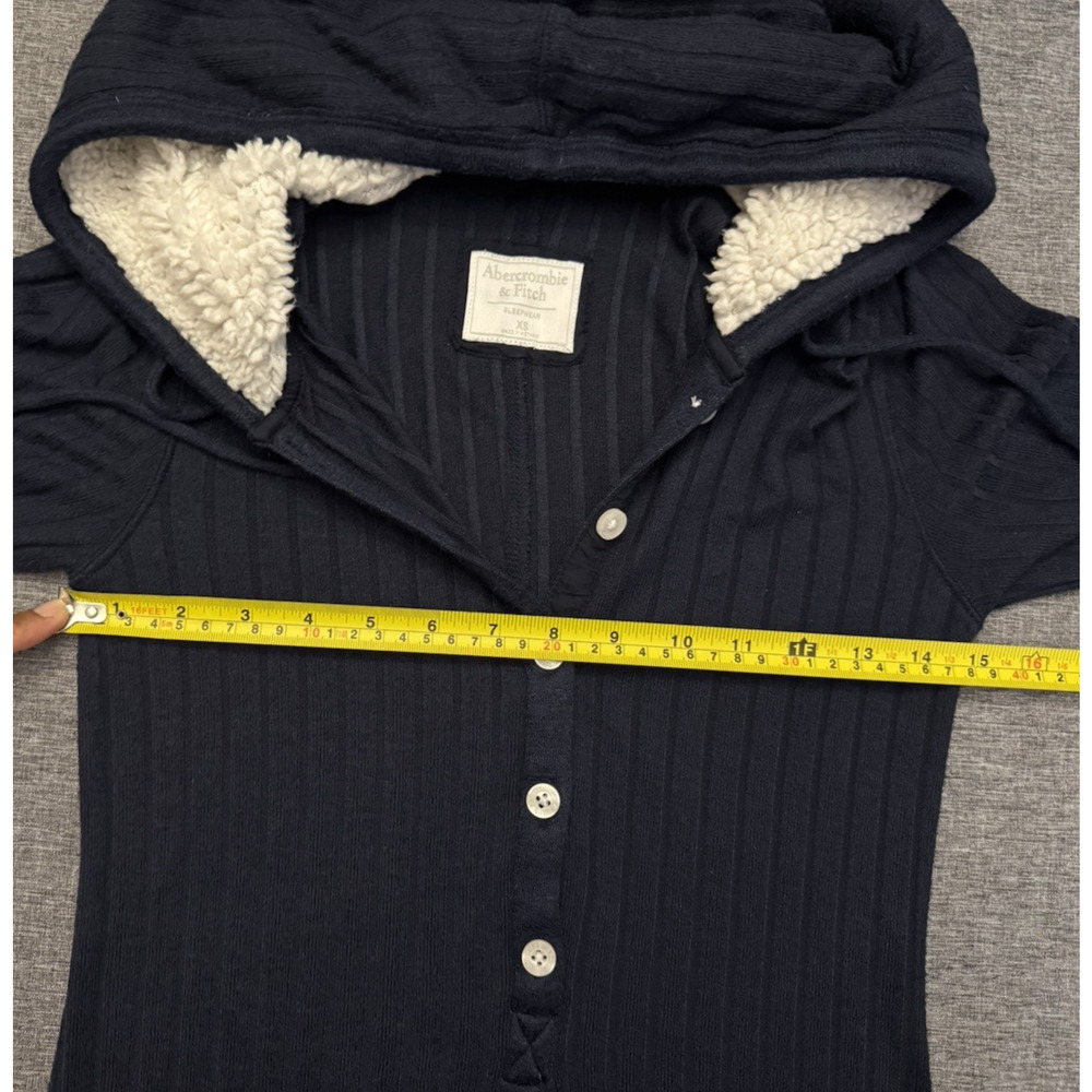 Abercrombie & Fitch Navy Ribbed Fleece Lined Hood Long Sleeve Romper Size XS - Picture 4 of 8